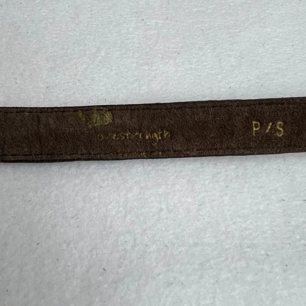Lovestrength Brown Croc‎ Embossed Leather Western Belt Studded Brass Buckle P/S